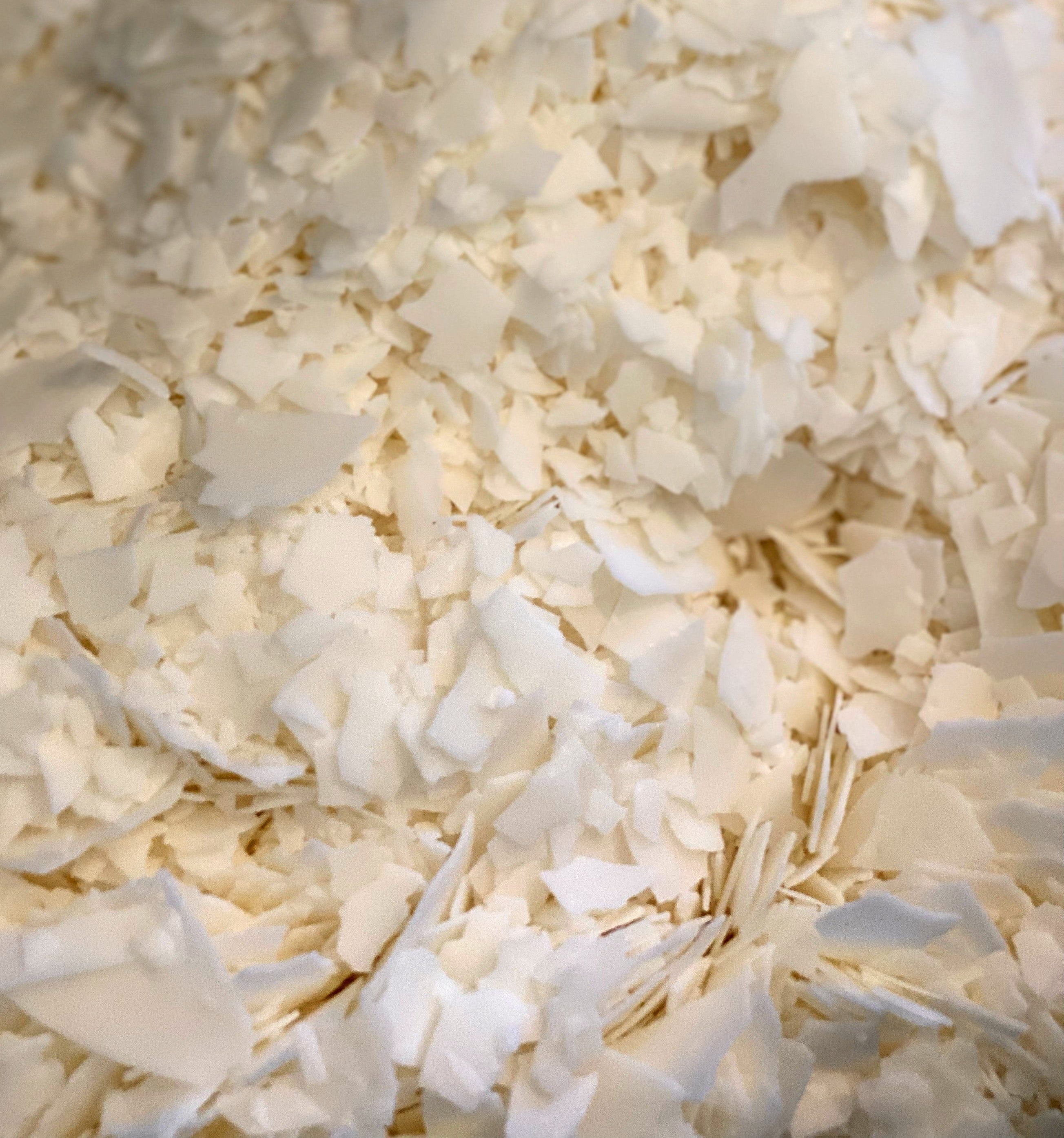 Pile of soy wax flakes